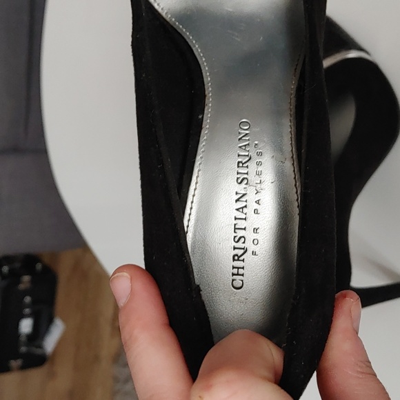CHRISTIAN SIRIANO black faux suede heels size 9.5 - Picture 3 of 4